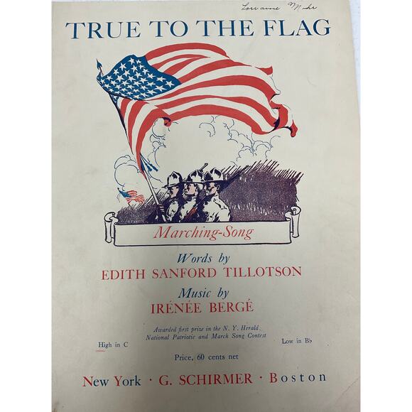 True To The Flag Sheet Music Marching Song Edith Sanford Tillotson Irenee Berge - Picture 2 of 5